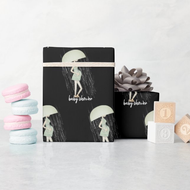 Papel De Presente Mãe esperta com guarda-chuva (Chá de bebê)