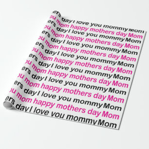 Papel De Presente Mãe Eu Te Amo Feliz Dia Das Mães