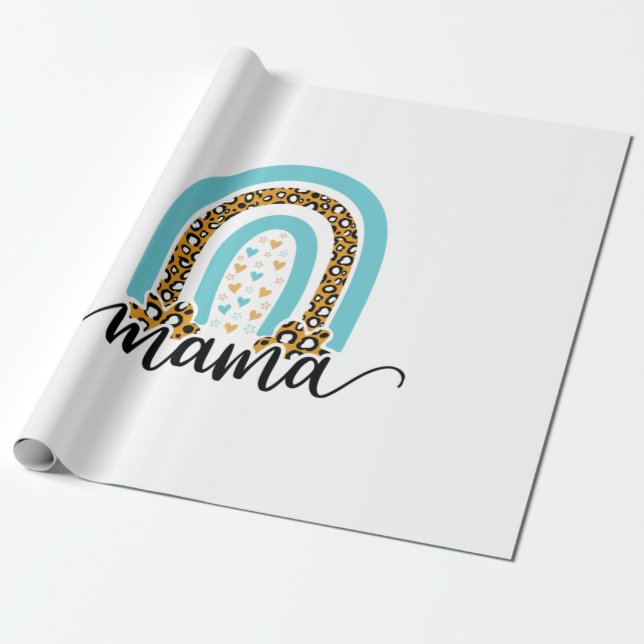 Papel De Presente Mãe Gift Rainbow Leopard Mama (Desenrolado)