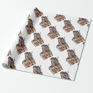 Papel De Presente Mãe Girafa com Baby Giraffe