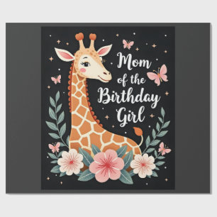 Papel De Presente Mãe Girafa da Menina de Aniversário Família Combin