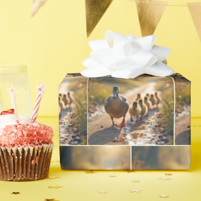 Papel De Presente Mãe Mallard Duck Com Duelos (Festa de aniversário)
