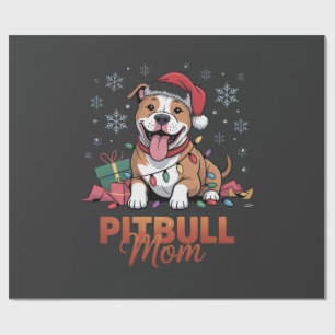 Papel De Presente Mãe Pitbull Natal Chapéu de Papai Noel Pitbull Cac