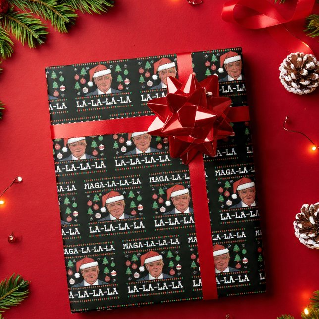 Papel De Presente Maga La La Funny Trump Ugly Christmas (Criador carregado)