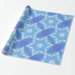 Papel De Presente Magen David e Willow Leaf<br><div class="desc">Uma bela estrela de padrão David tecida a partir de folhas salgadas e motins estelares menores funciona em todos os tamanhos.</div>