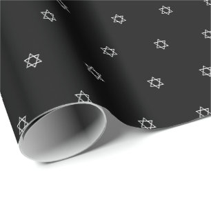 Papel De Presente Magen David preto e padrão branco Bat Bar Mitzvah