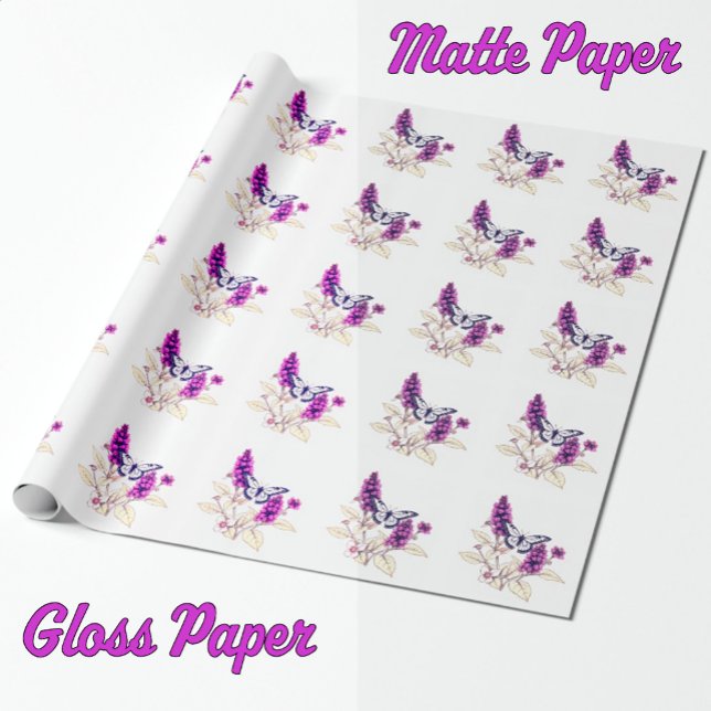 Papel De Presente Magenta Butterfly Bush (Magenta Butterfly Gloss and Matte Paper)