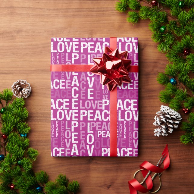 Papel De Presente Magenta, rosa, paz branca (Presente de Natal)