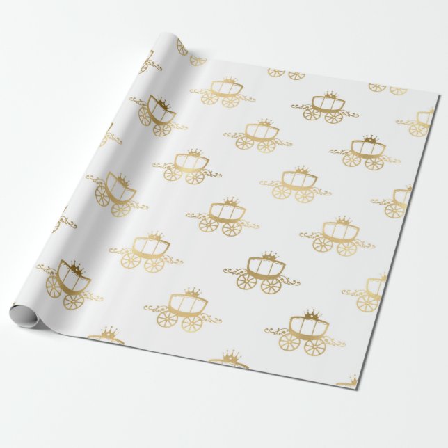 Papel De Presente Magia de Conto de Fadas Princesa Dourada Elegante (Desenrolado)