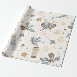 Papel De Presente Magia de Inverno Aconchegante | Design de Inverno 