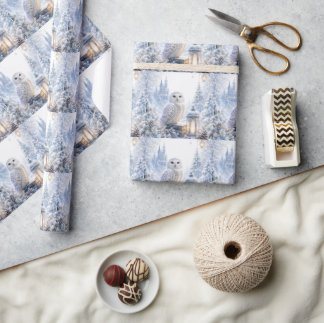 Papel De Presente Magia de Inverno da Coruja Branca