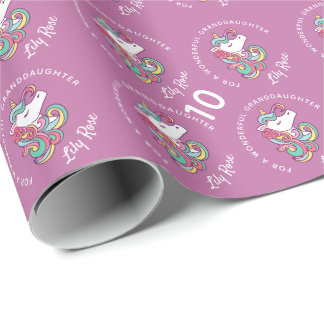 Papel De Presente Magia de Unicórnio Floral Rosa
