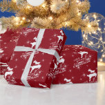 Papel De Presente "Magic Flying Reindeer Christmas" (vermelho)<br><div class="desc">Diversão personalizada de papel de embrulho de presente de Natal vermelho com renas voadoras bonito</div>
