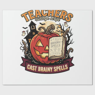 Papel De Presente Mágica Cerebral de Professor de Halloween