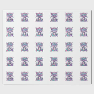 Papel De Presente Mágica de Aniversário de Unicórnio Carregando Merc