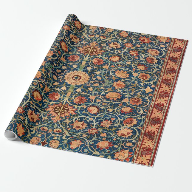 Papel De Presente Magical Oriental Rug Pattern in Blue and Red (Desenrolado)