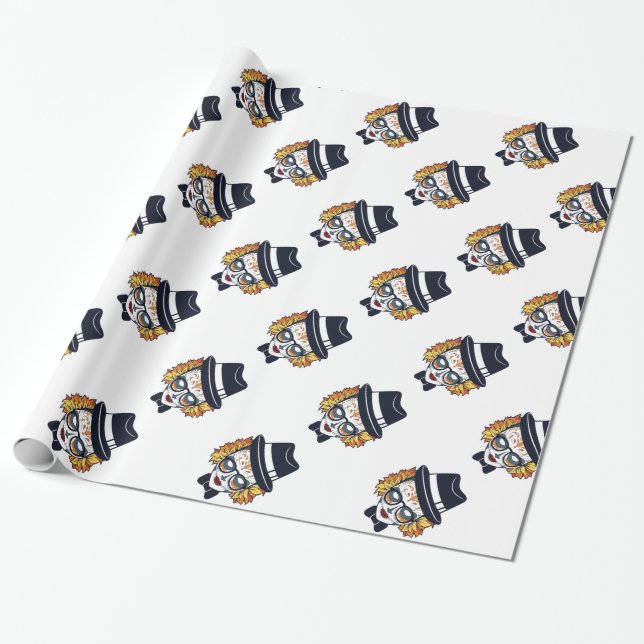 Papel De Presente Mágico do Dia dos Mortos com Fedora (Desenrolado)