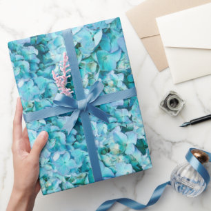 Papel De Presente Magníficas flores de hortênsia turquesa