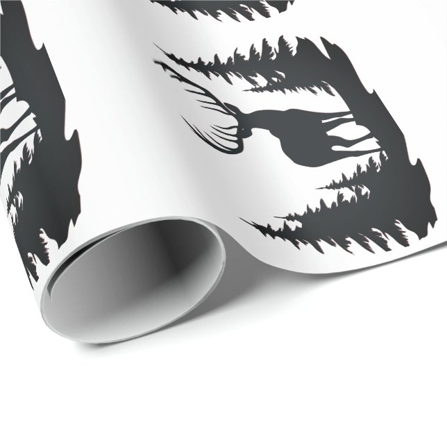 Papel De Presente Magnífico cervo entre pinheiros (Ponta do rolo)