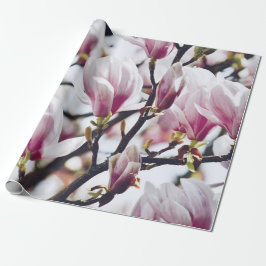 Papel De Presente Magnolia Floral Blossom Botânico Vintage Antiquado