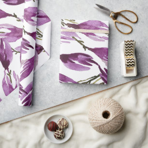 Papel De Presente Magnolia Purple Violet Watercolor