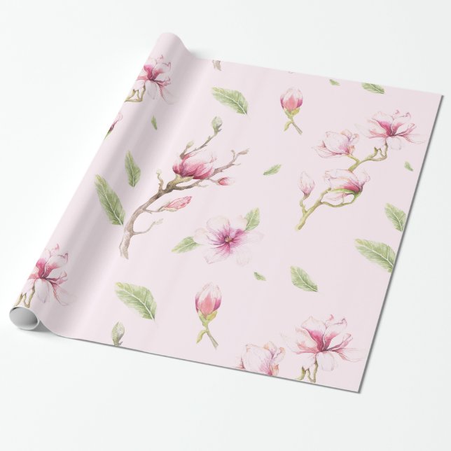 Papel De Presente Magnolia Tree Pattern (Desenrolado)