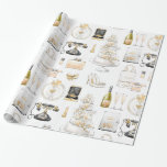 Papel De Presente Magnolia Wedding Chá de panela Gift<br><div class="desc">O papel de embalagem distribuído apresenta magnólias,  preto,  ouro e creme,  artigos de noiva de noiva.</div>