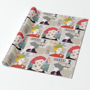Papel De Presente Mah Jongg Lady 03 Wrapping Paper