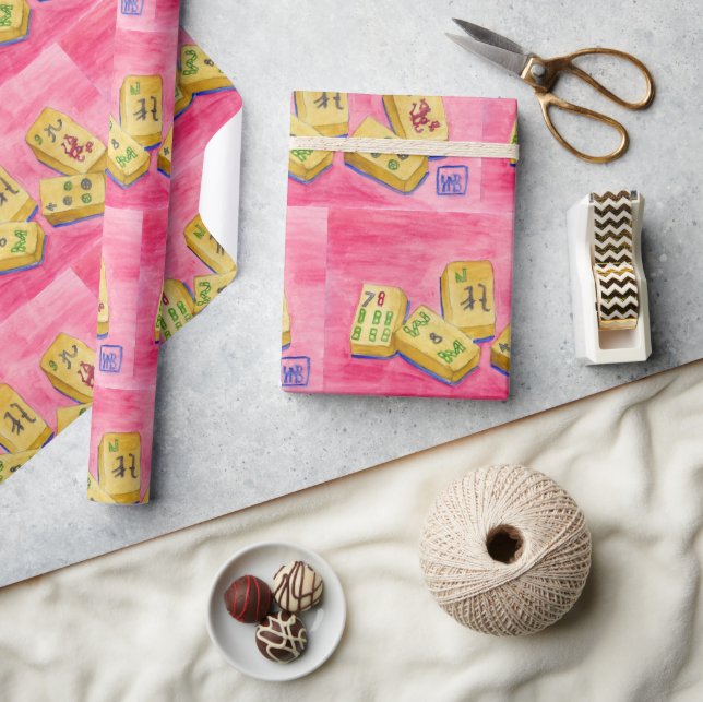 Papel De Presente Mahjong (Artesanato)