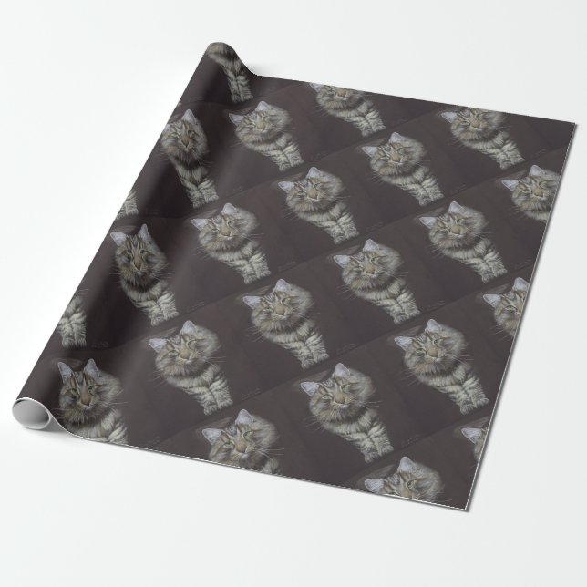 Papel De Presente Maine Coon Cat (Desenrolado)