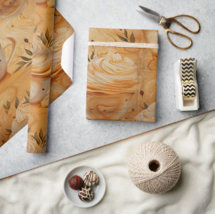 Papel De Presente Mais Coffee Watercolor Vintage Russo No1