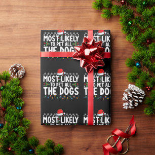 Papel De Presente Mais Propenso a Acariciar Todos os Cães Natal Famí