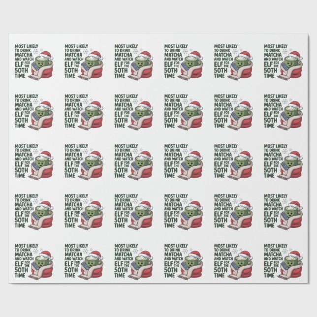 Papel De Presente Mais Propenso a Beber Matcha e Assistir Elf Natal  (Aberto)