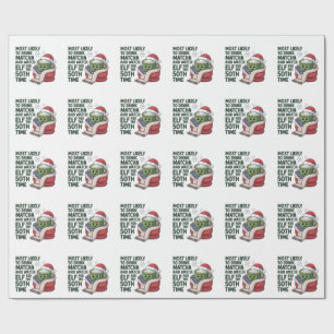 Papel De Presente Mais propenso a beber Matcha e assistir Elf Xmas