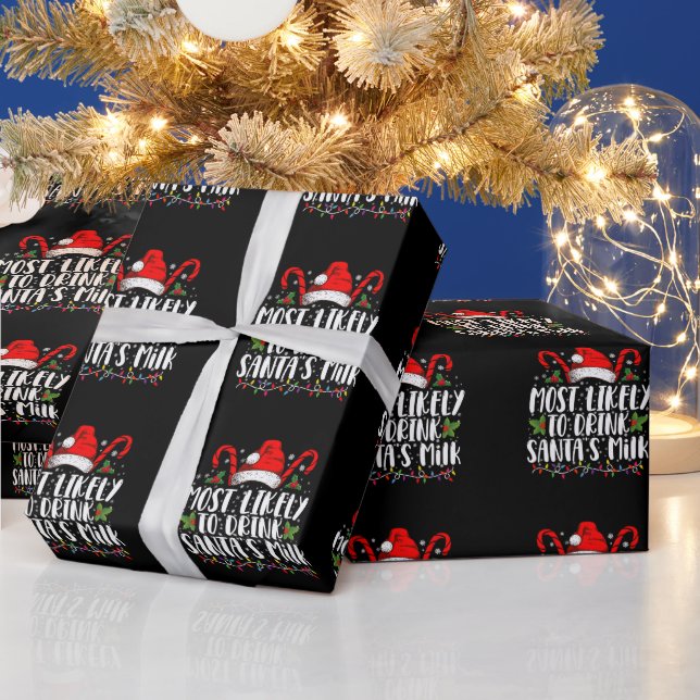 Papel De Presente Mais Propenso a Beber o Leite do Papai Noel Engraç (Feriados)