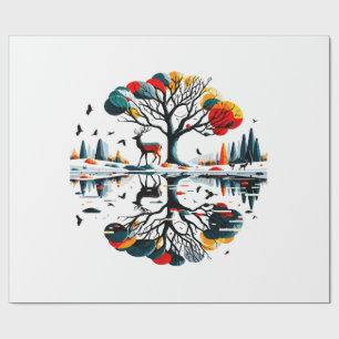 Papel De Presente Majestoso cervo na floresta de inverno nevada