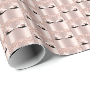 Papel De Presente Makeup Lashes Rosa Spark Bridal Sweet 16th Glitter