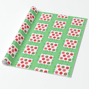 Papel De Presente Mala de Natal do Patch do País Verde e Vermelho