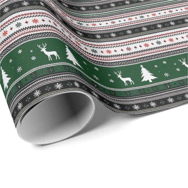 Papel De Presente Malha de Férias da Fair Isle (Ponta do rolo)