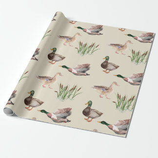 Papel De Presente Mallard Duck Drake e Hen Wraptor Paper