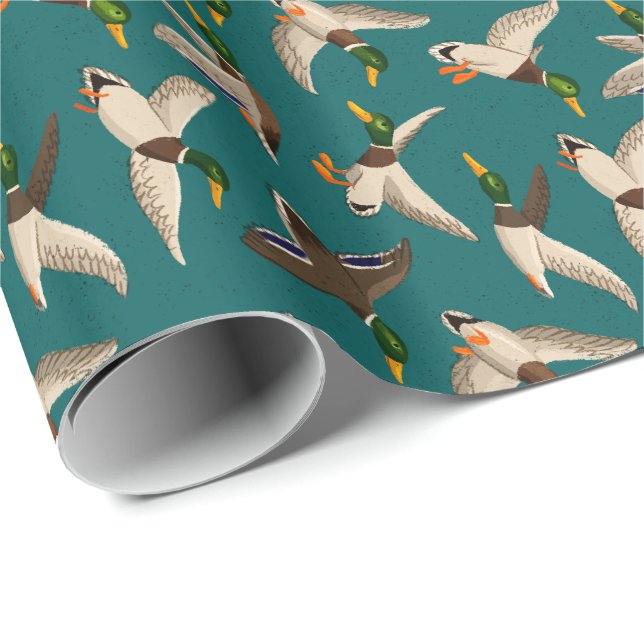 Papel De Presente Mallards Gift Wrap Teal (Ponta do rolo)