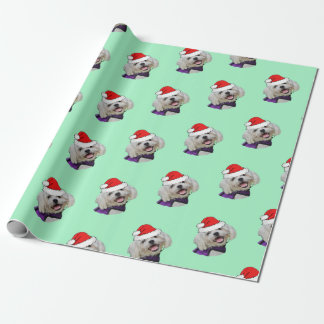 Papel De Presente Maltês com Santa Hat