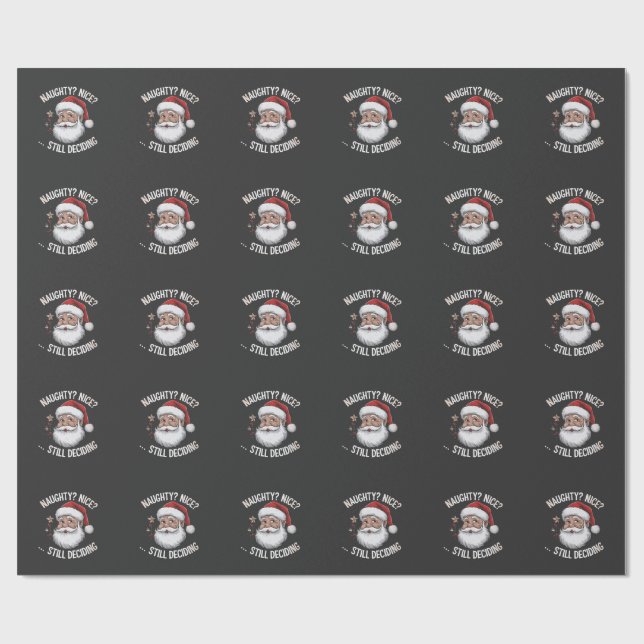 Papel De Presente Maluco? Bonzinho? Ainda Decidindo Funny Papai Noel (Aberto)