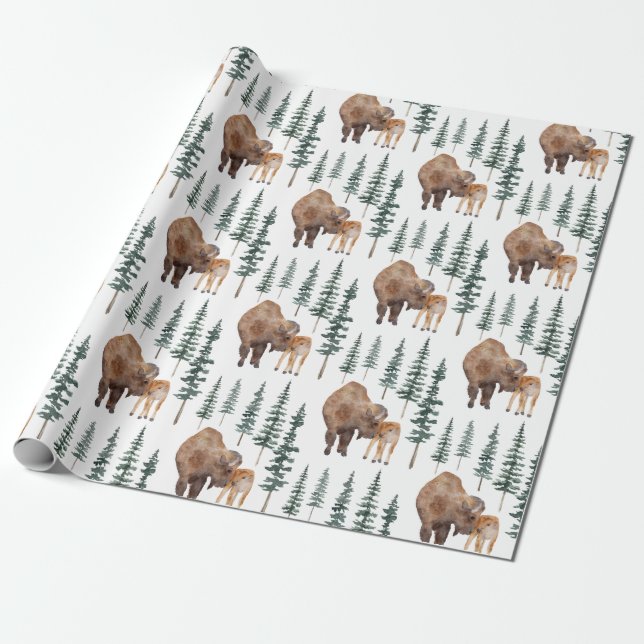 Papel De Presente Mama Baby Bison (Desenrolado)