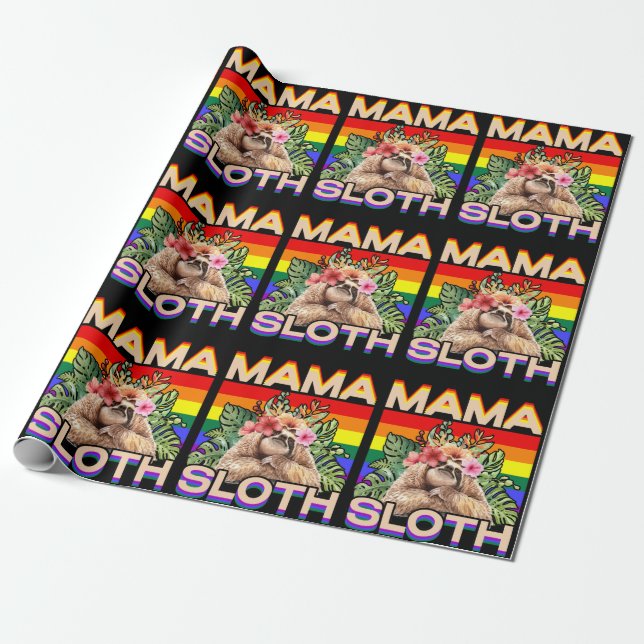 Papel De Presente Mama Sloth LGBTQ Orgulho gay Ally Gay (Desenrolado)