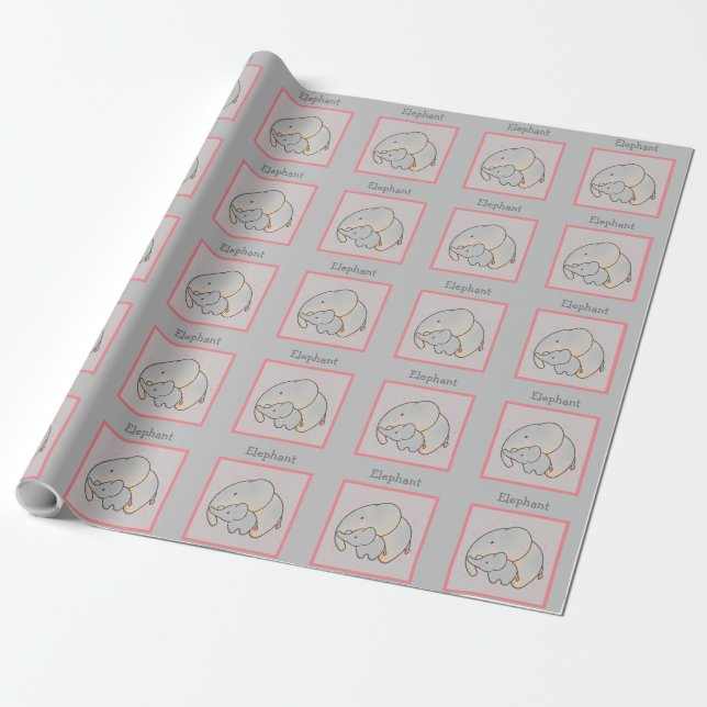 Papel De Presente Mamãe e Baby Elephant (Desenrolado)