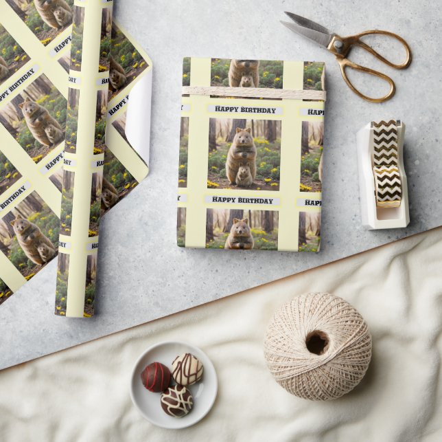 Papel De Presente Mamãe E Baby Quokka, Aniversário (Artesanato)