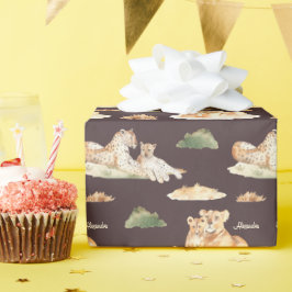 Papel De Presente Mamães africanas e Leão-Bebê e Chita