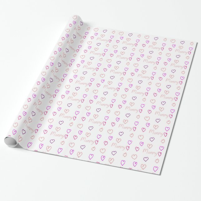 Papel De Presente Mamães com coração (Desenrolado)