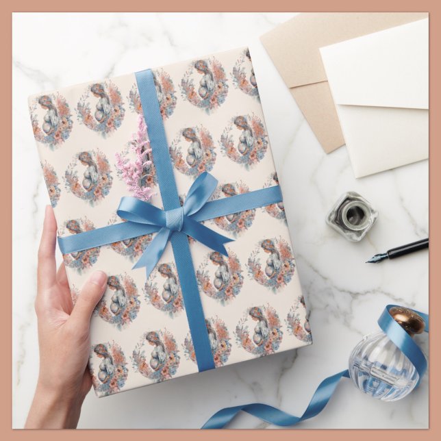 Papel De Presente Mamães para aquarela floral à espera da mãe (Criador carregado)